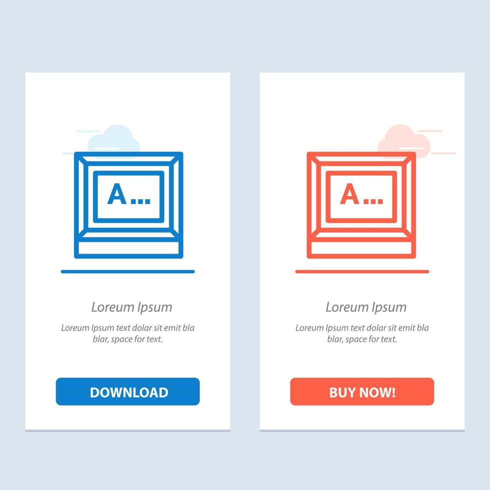 Screen Typing Text Monitor  Blue and Red Download and Buy Now web Widget Card Template vector