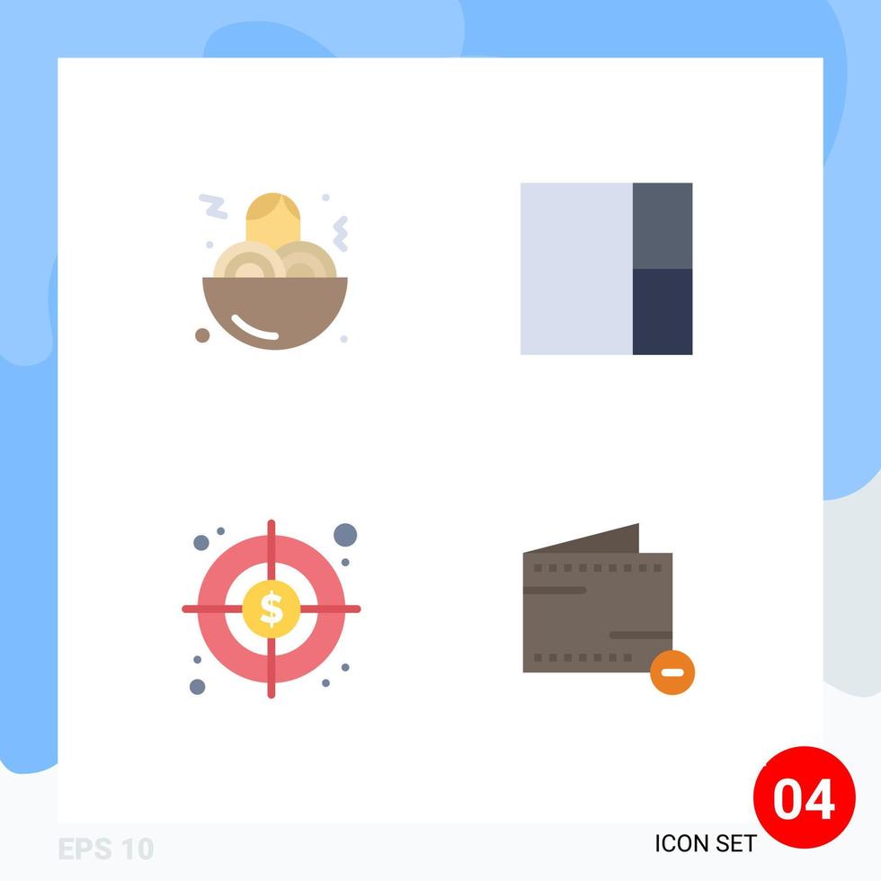 4 concepto de icono plano para sitios web móviles y aplicaciones spaghetti e grid target wallet elementos de diseño vectorial editables vector