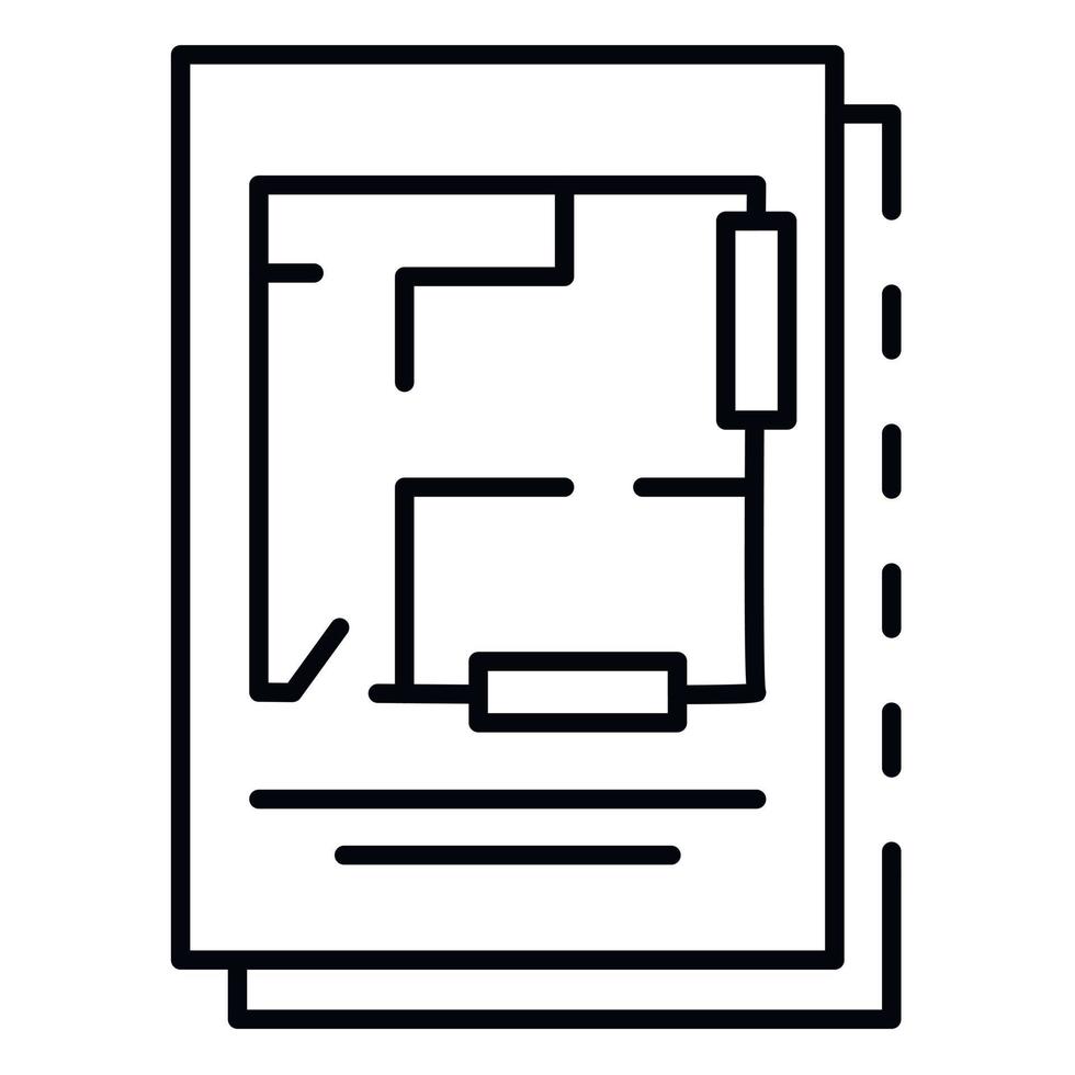 icono de plan de arquitectura, estilo de contorno vector