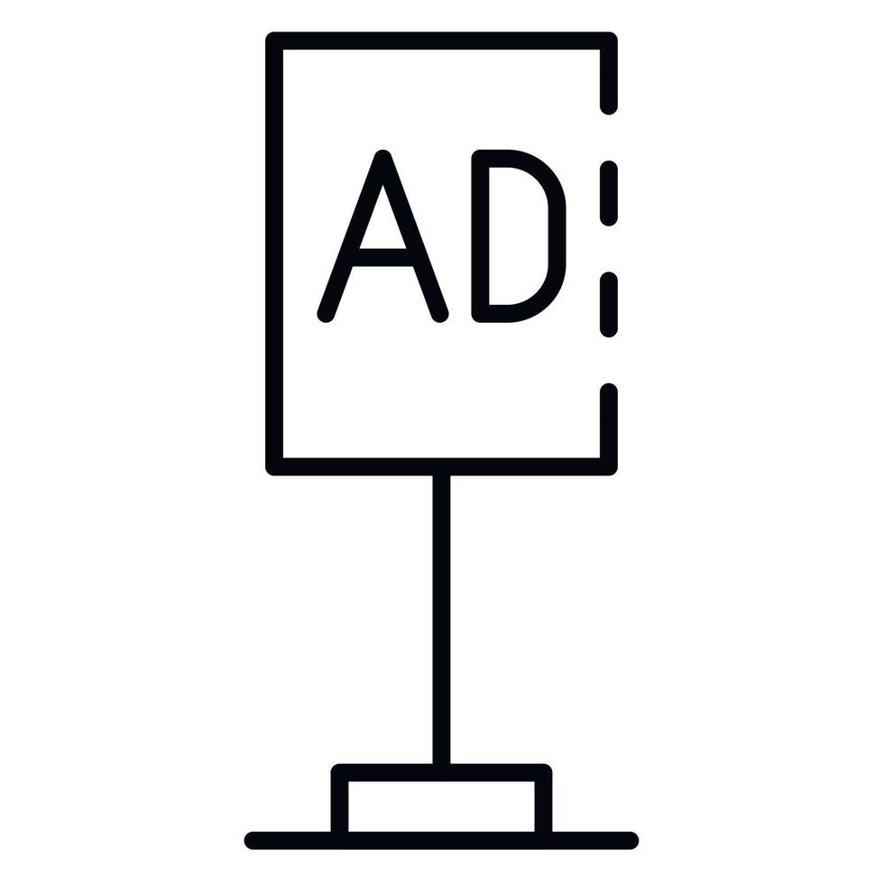 icono de soporte de banner publicitario, estilo de contorno vector