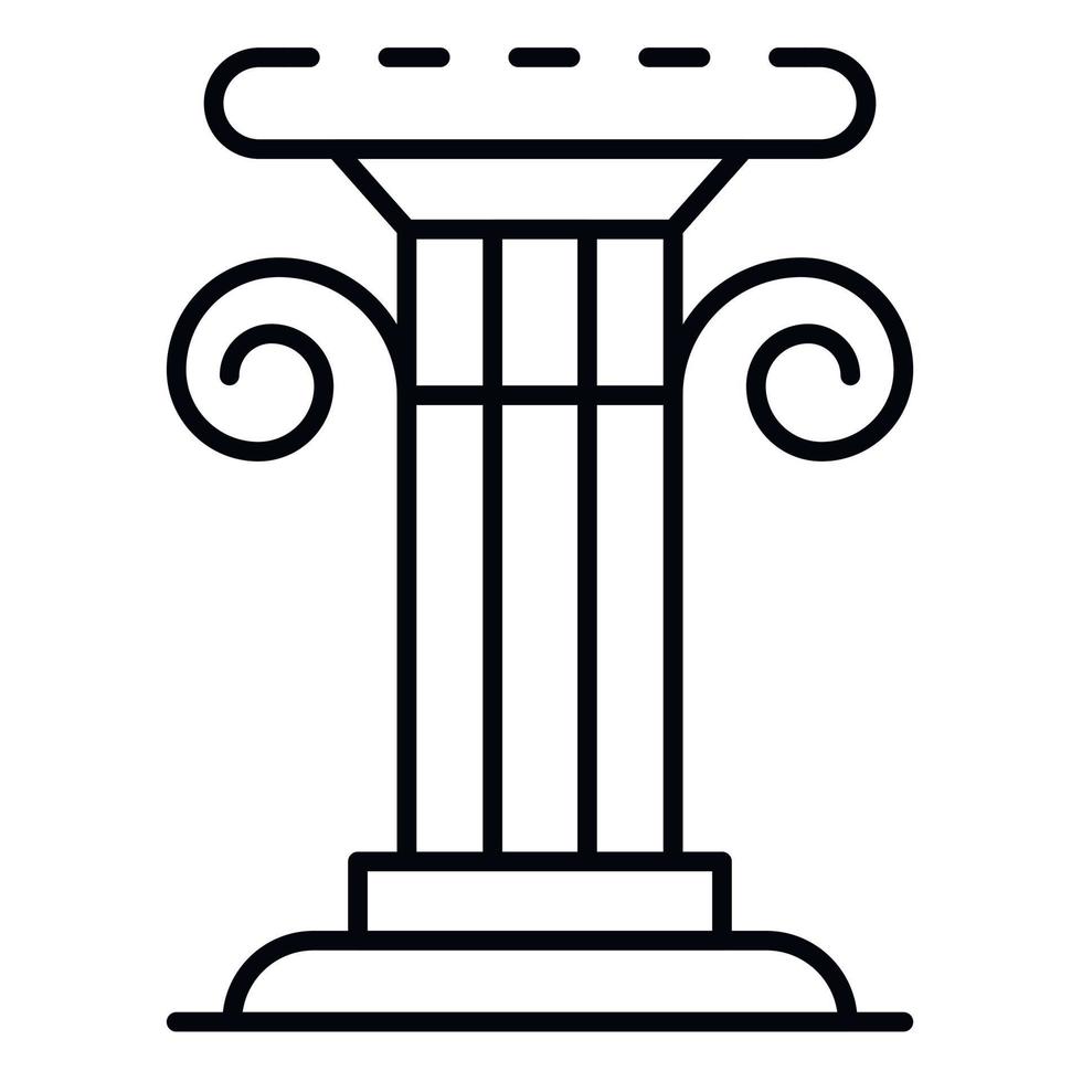 Greek column icon, outline style vector