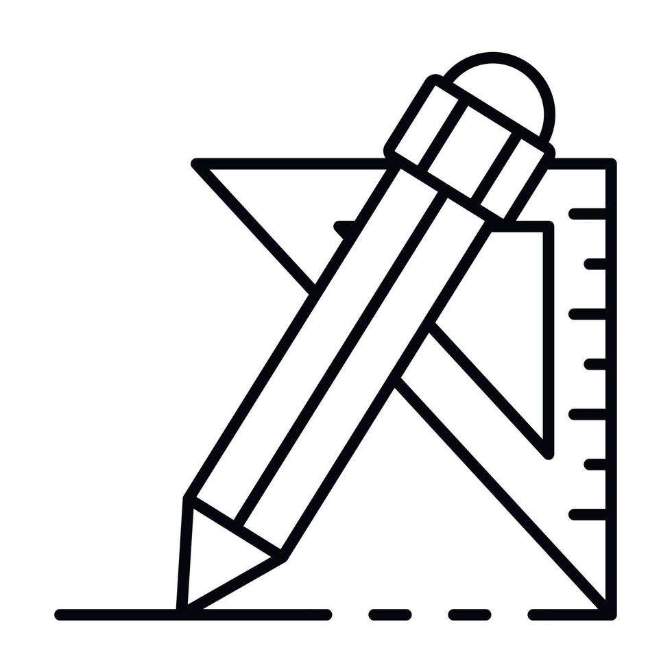 Pencil angle ruler icon, outline style vector