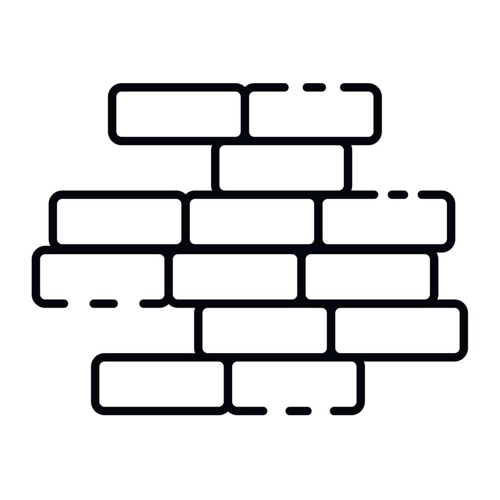 Brick wall icon, outline style vector