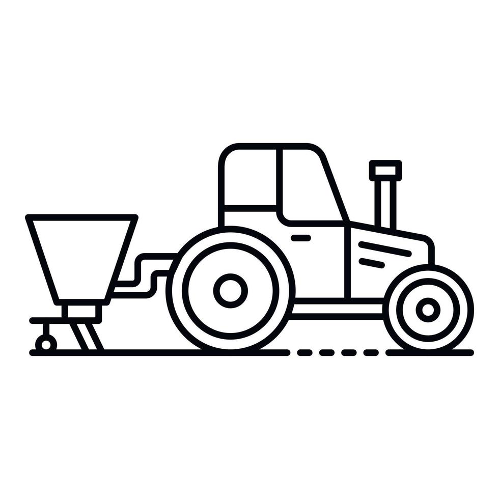 Tractor with seed drill icon, outline style vector