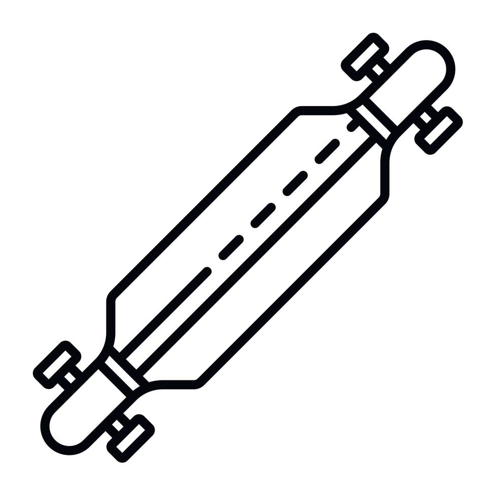 icono de longboard, estilo de esquema vector