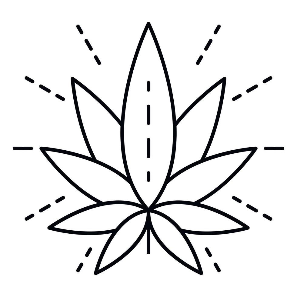 Eco cannabis leaf logo, outline style vector