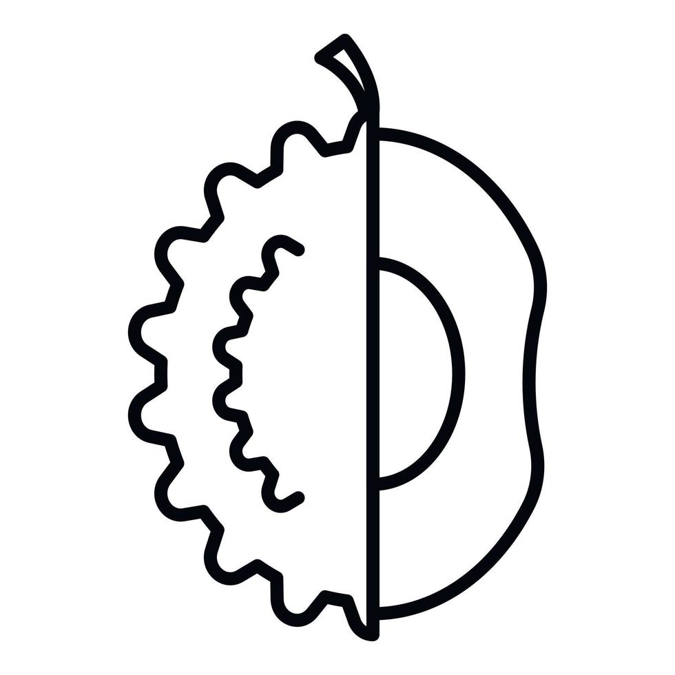 icono de durian limpio, estilo de contorno vector