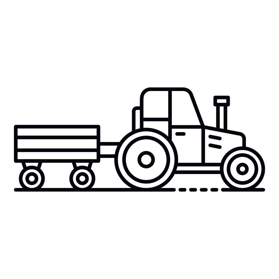 Tractor with trail icon, outline style vector