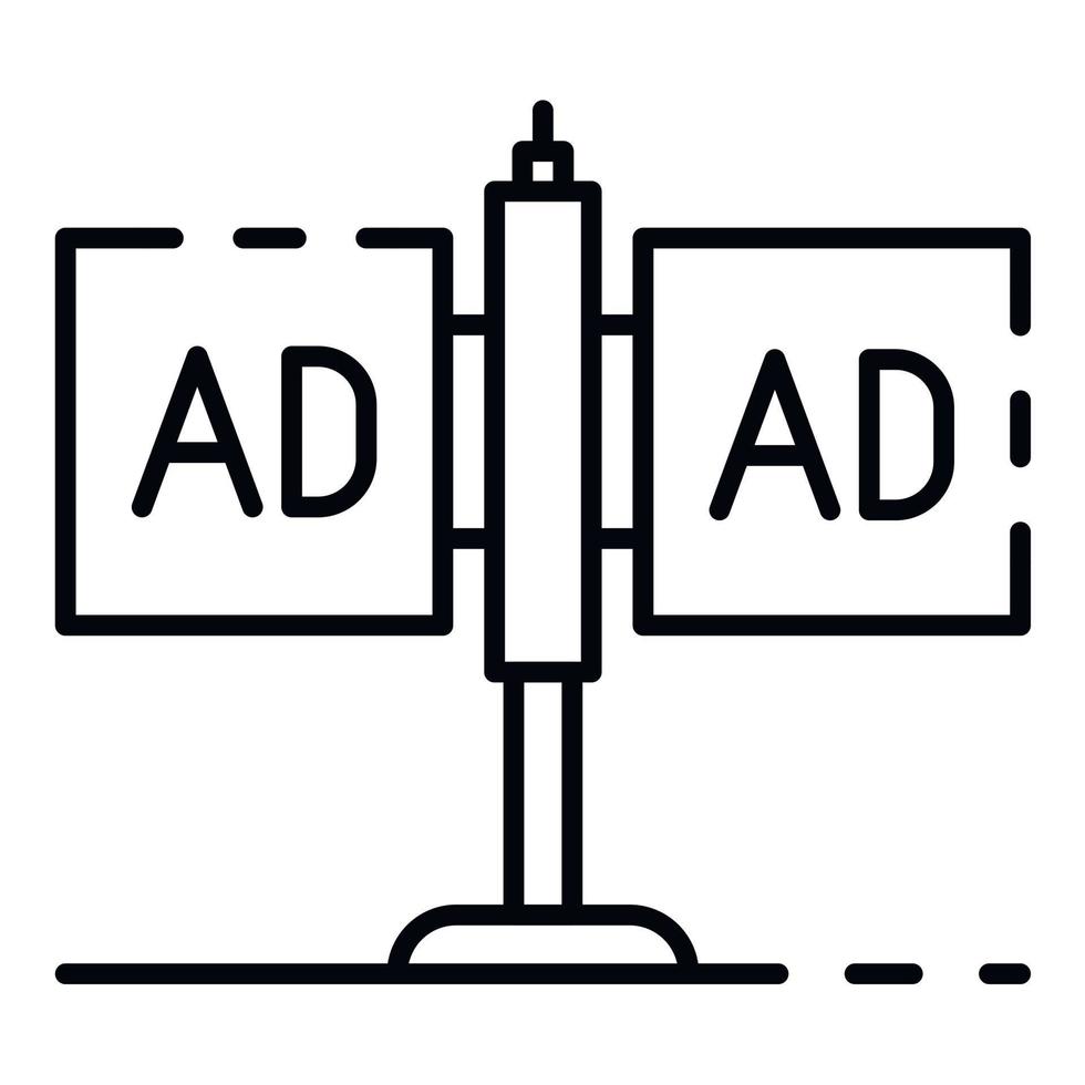 icono de pilar de doble anuncio, estilo de esquema vector