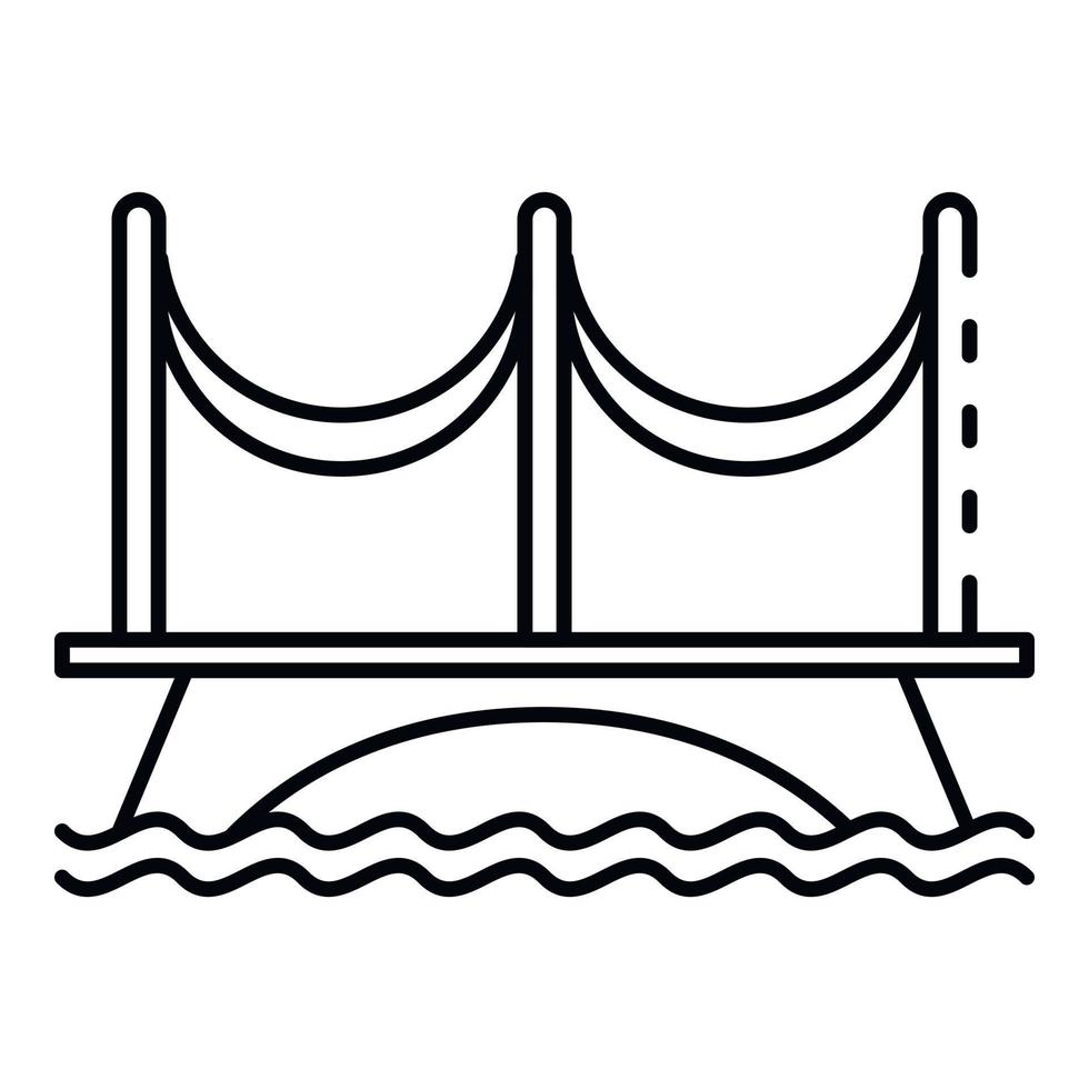 icono del puente del río, estilo de esquema vector