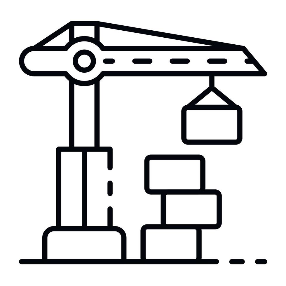 Construction home crane icon, outline style vector