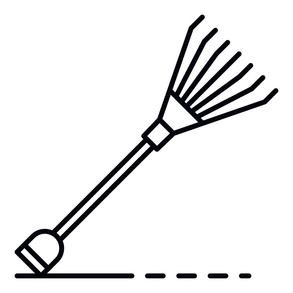 Garden leaf rake icon, outline style vector