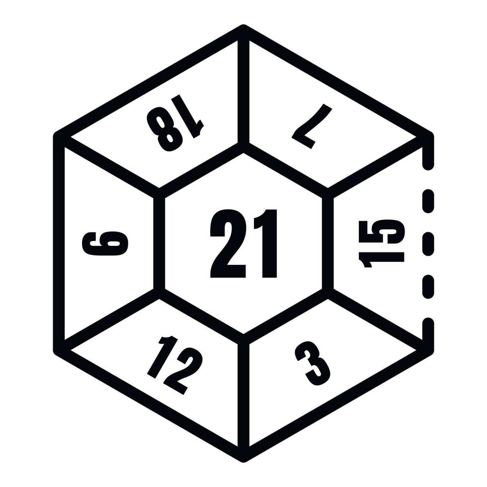 Play number dice icon, outline style vector