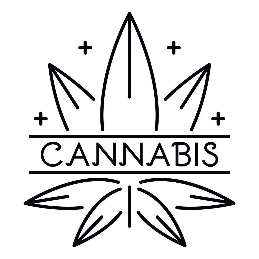 Cannabis eco leaf logo, outline style vector