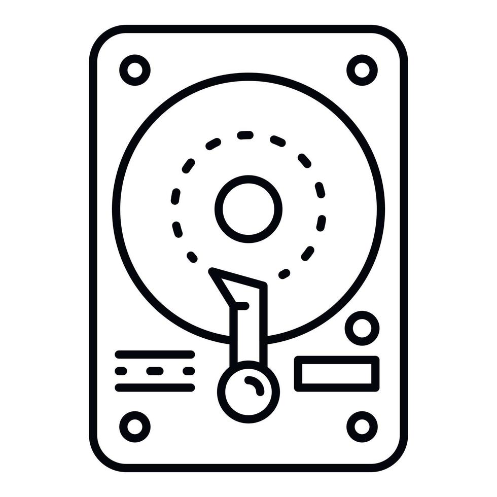 icono de disco duro, estilo de esquema vector