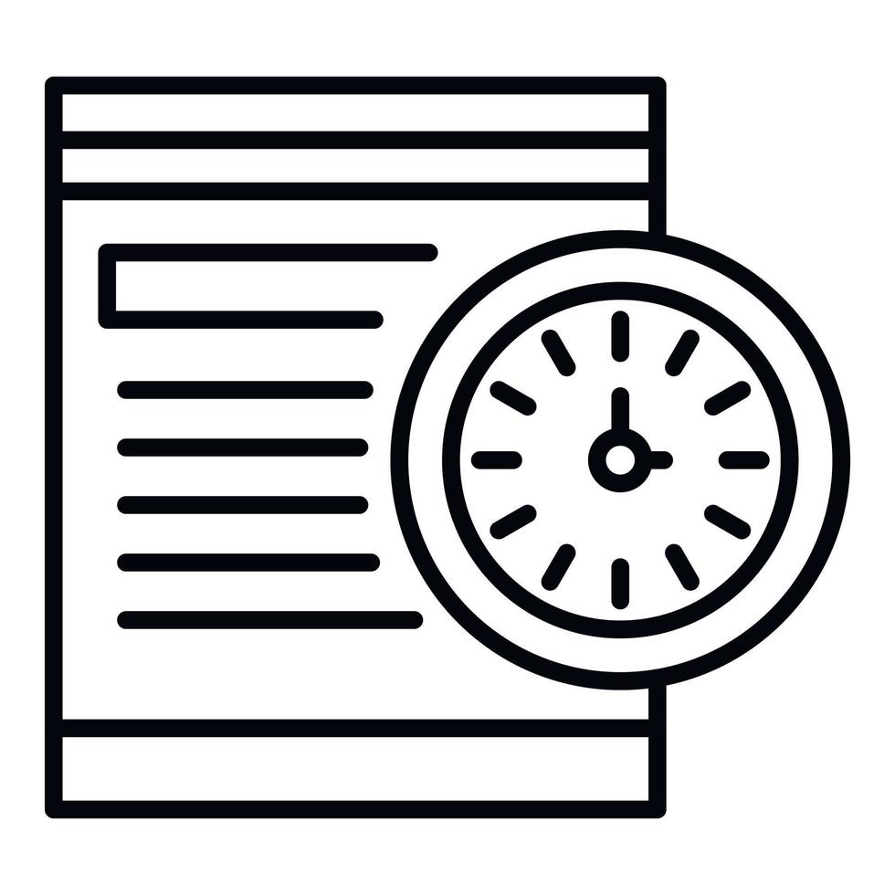 Time paper payment icon, outline style vector