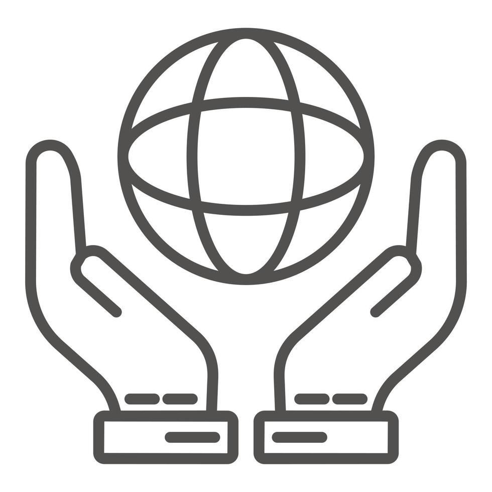Hand keep globe icon, outline style vector