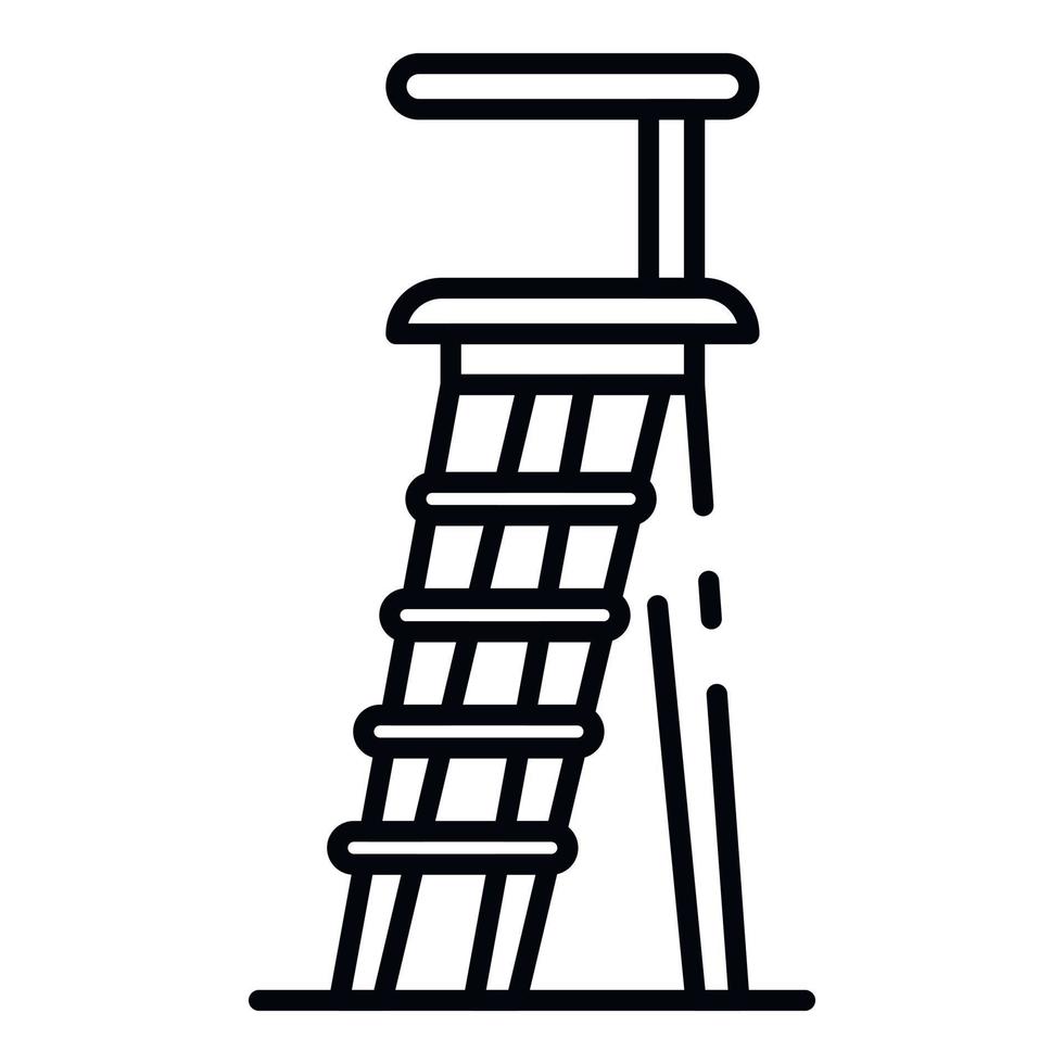 icono de escalera de madera, estilo de contorno vector