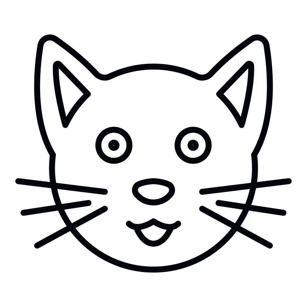 Cute cat face icon, outline style vector