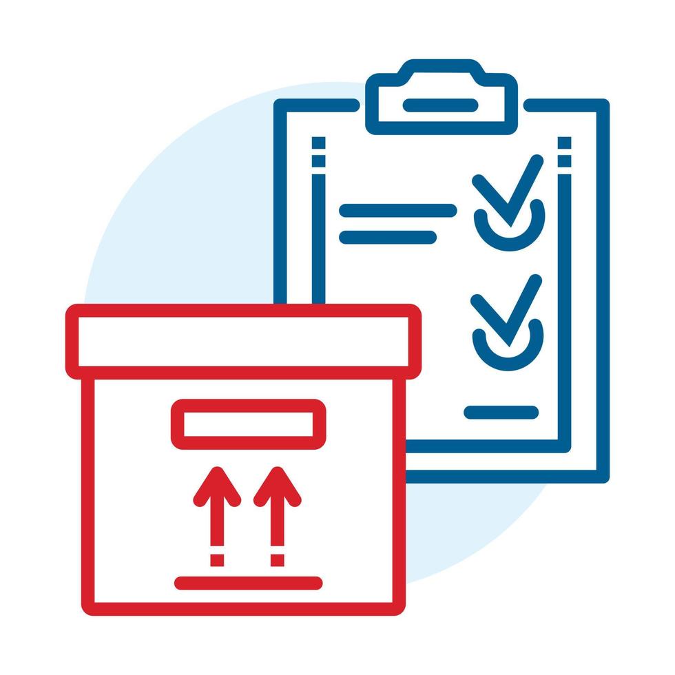 Delivery box check list icon, outline style vector