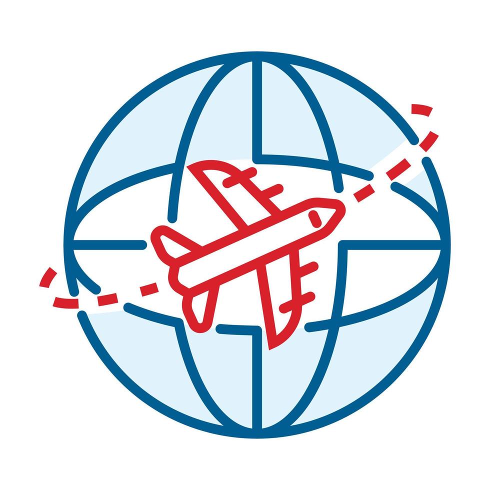 icono de entrega de aire global, estilo de esquema vector