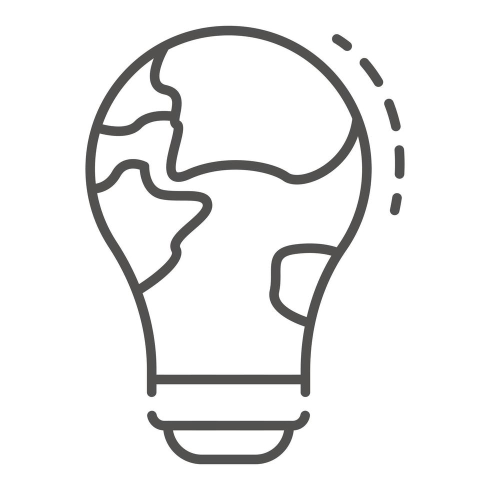 Global bulb icon, outline style vector