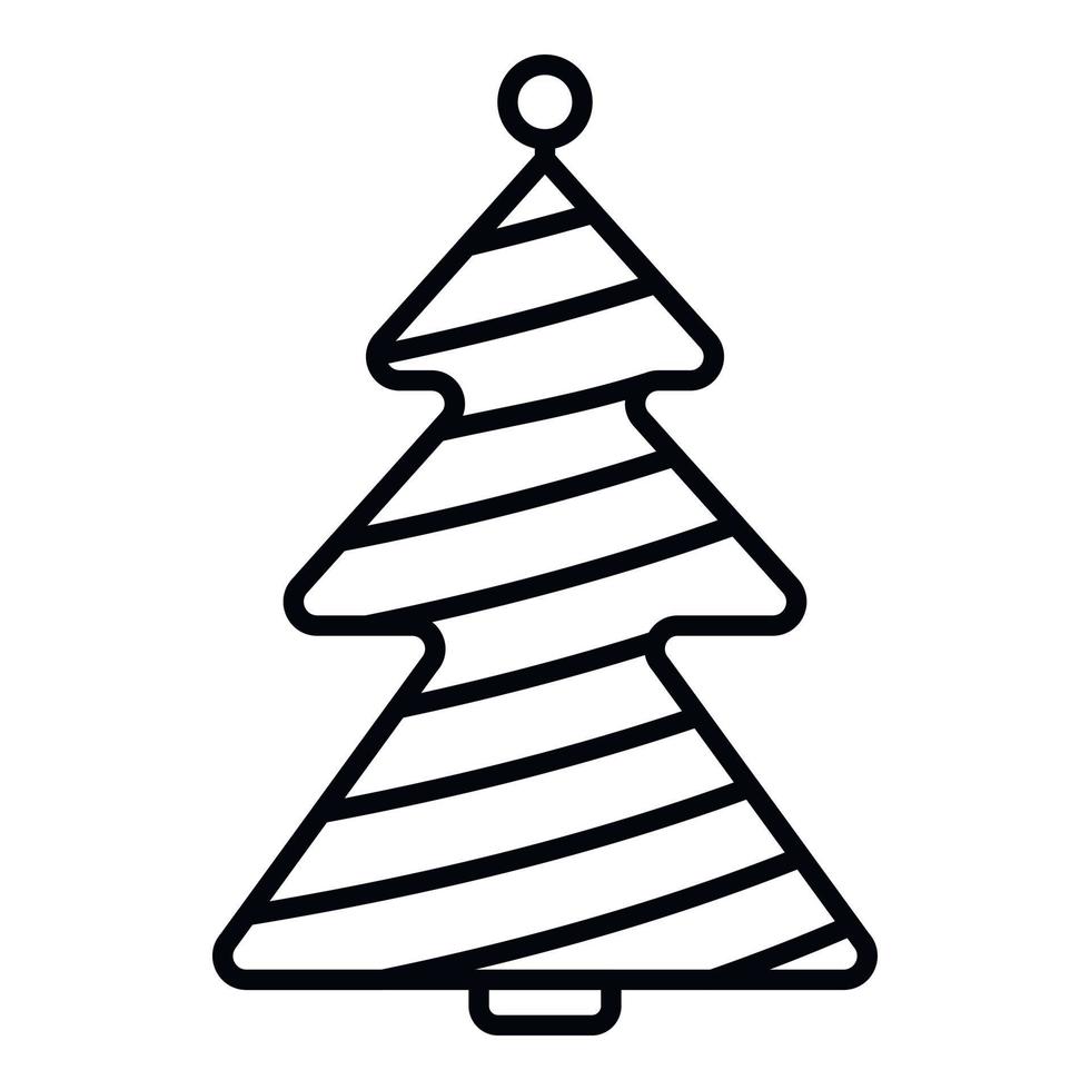 icono de abeto de navidad, estilo de esquema vector