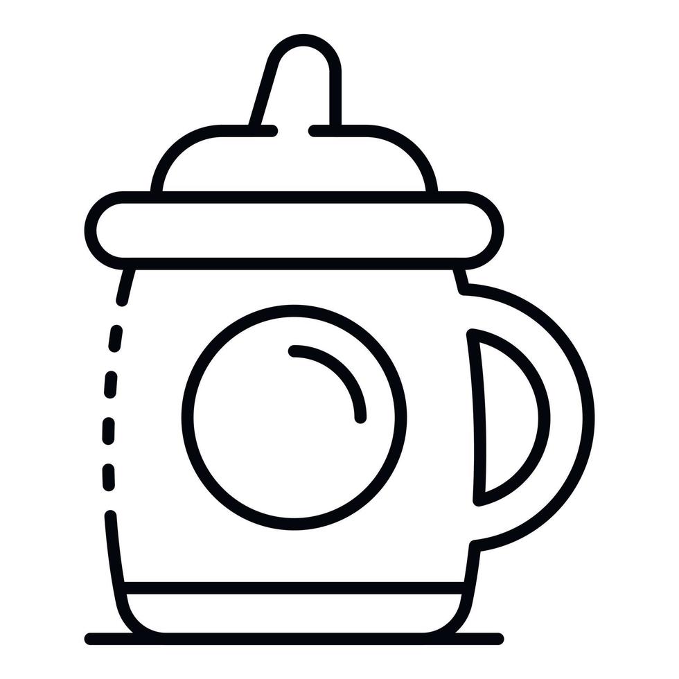 icono de taza infantil para sorber, estilo de esquema vector