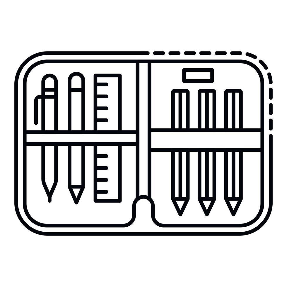 Open pencil case icon, outline style vector