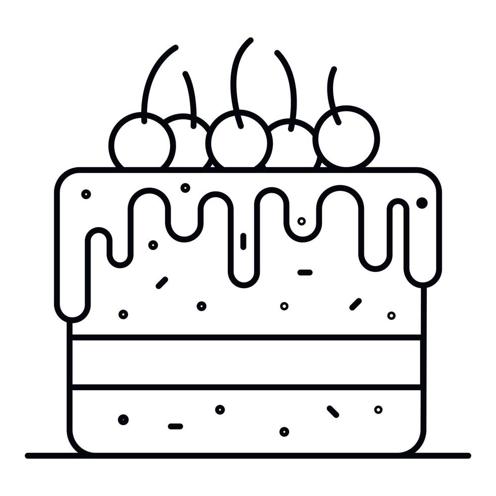 Cherry on cake icon, outline style vector