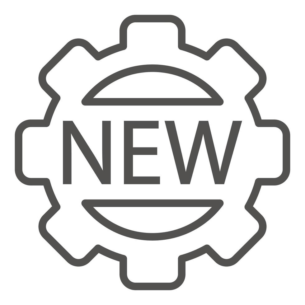 New cog wheel icon, outline style vector