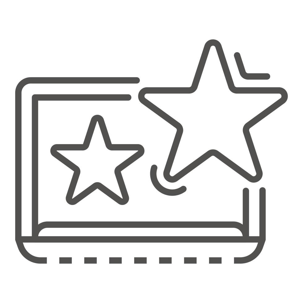 Star on laptop icon, outline style vector