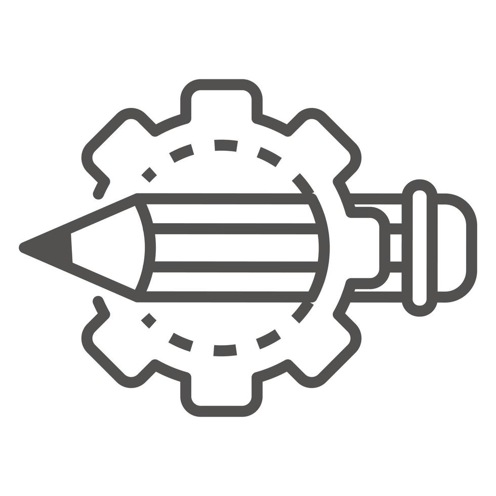 Cog wheel pencil icon, outline style vector