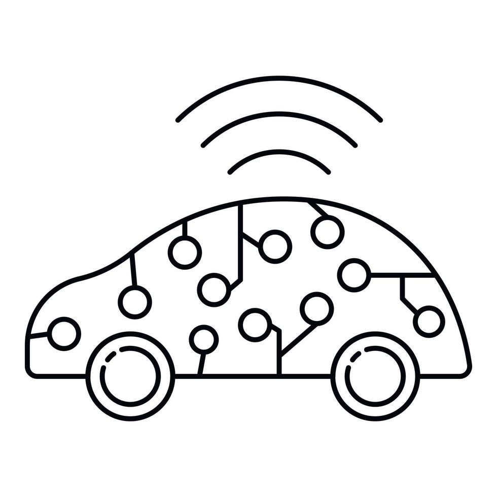 Ai smart car icon, outline style vector