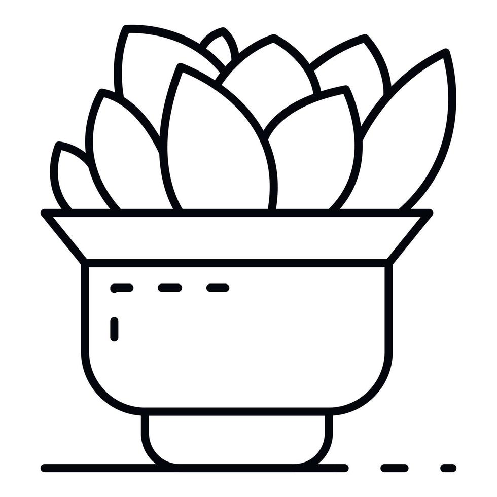 icono de maceta de cactus en casa, estilo de esquema vector