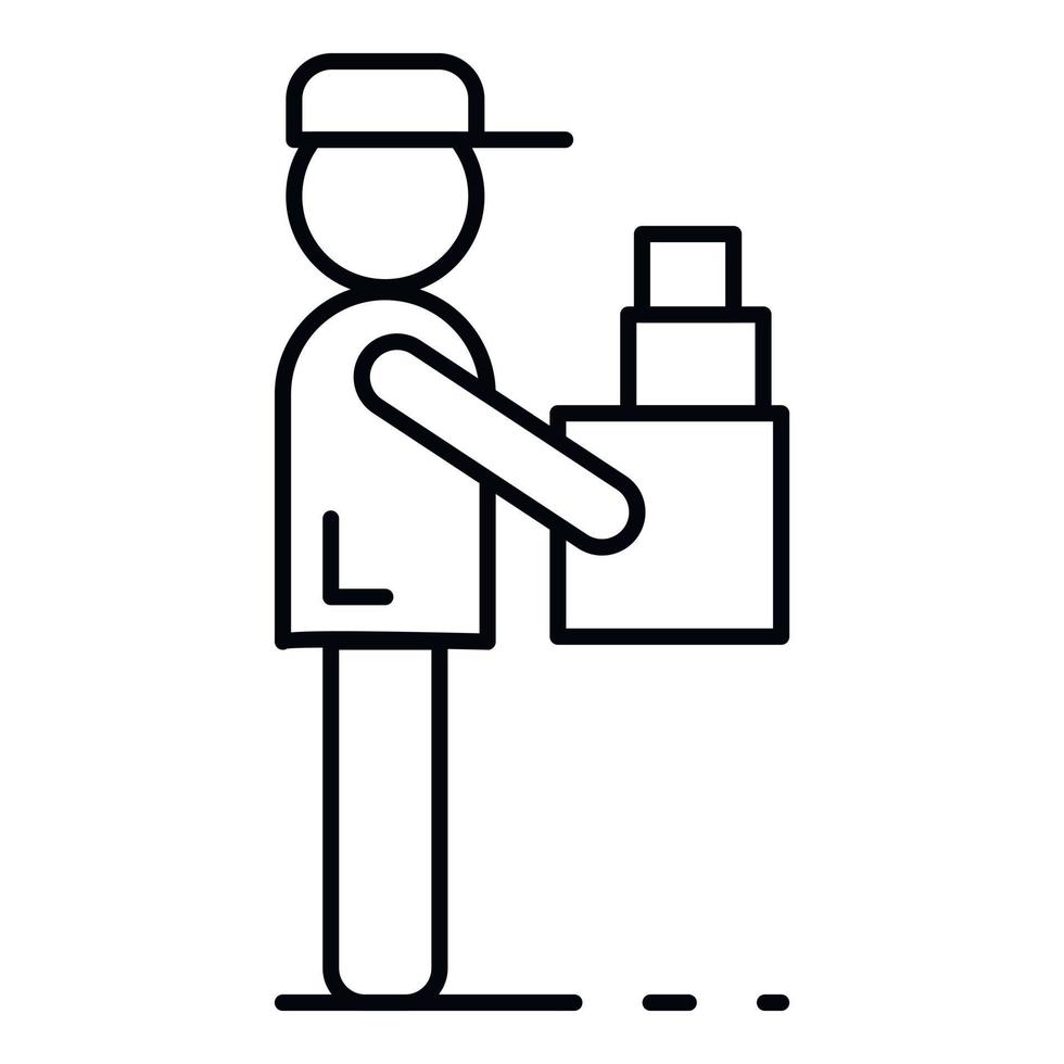 Home man delivery icon, outline style vector