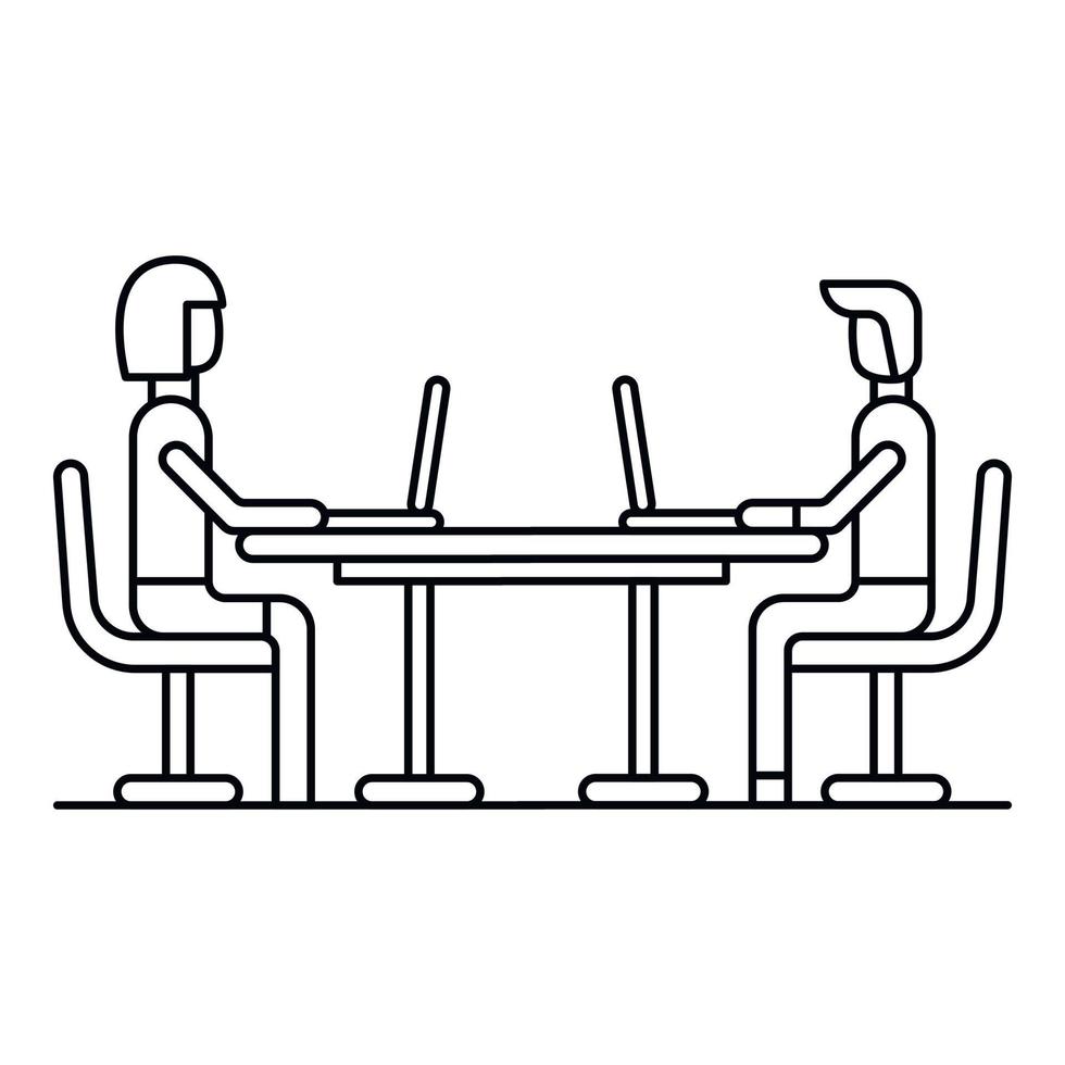 Couple people work freelancer icon, outline style vector