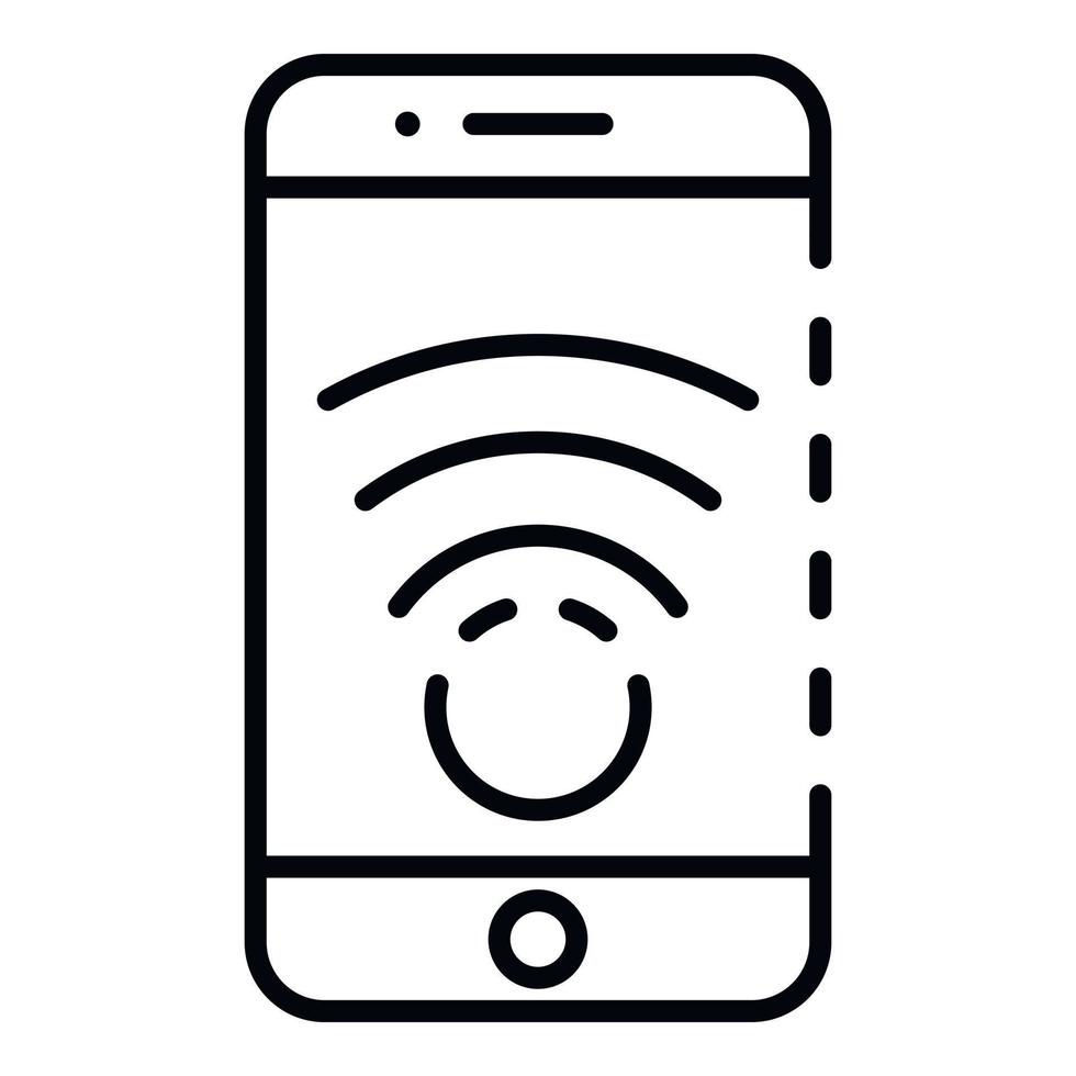 Smartphone drone location icon, outline style vector
