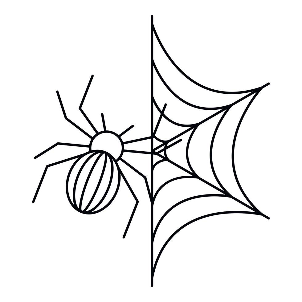 Spider on web icon, outline style vector