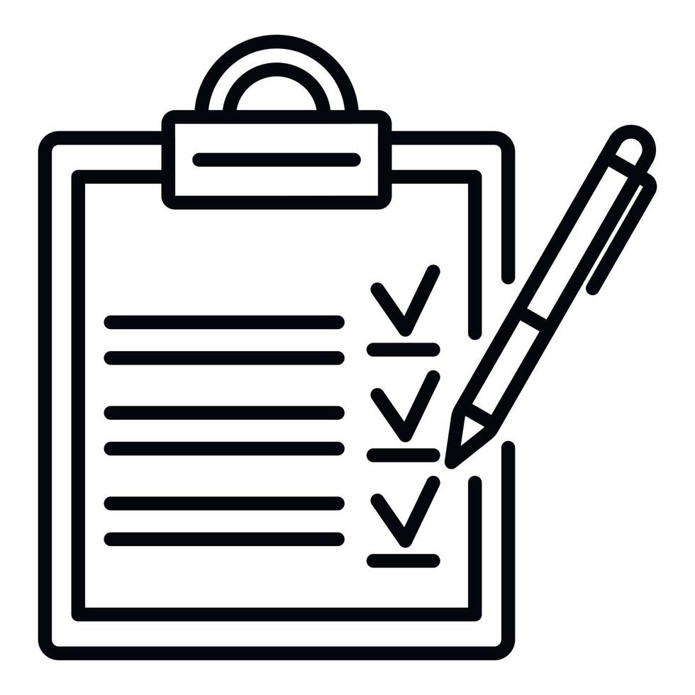 Clipboard checklist icon, outline style vector