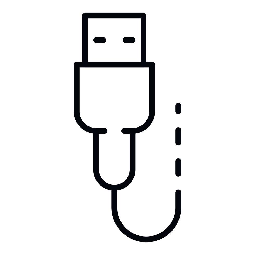 icono de cable de carga usb, estilo de contorno vector