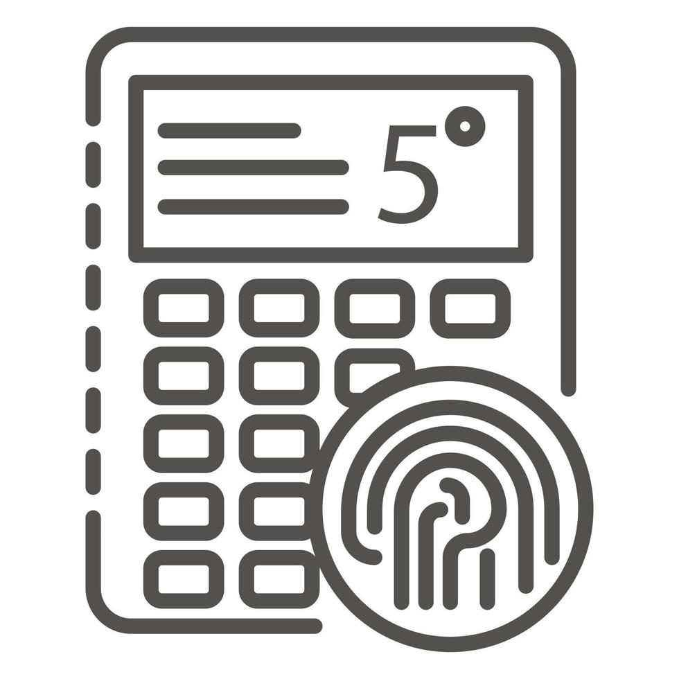 Fingerprint smart lock icon, outline style vector