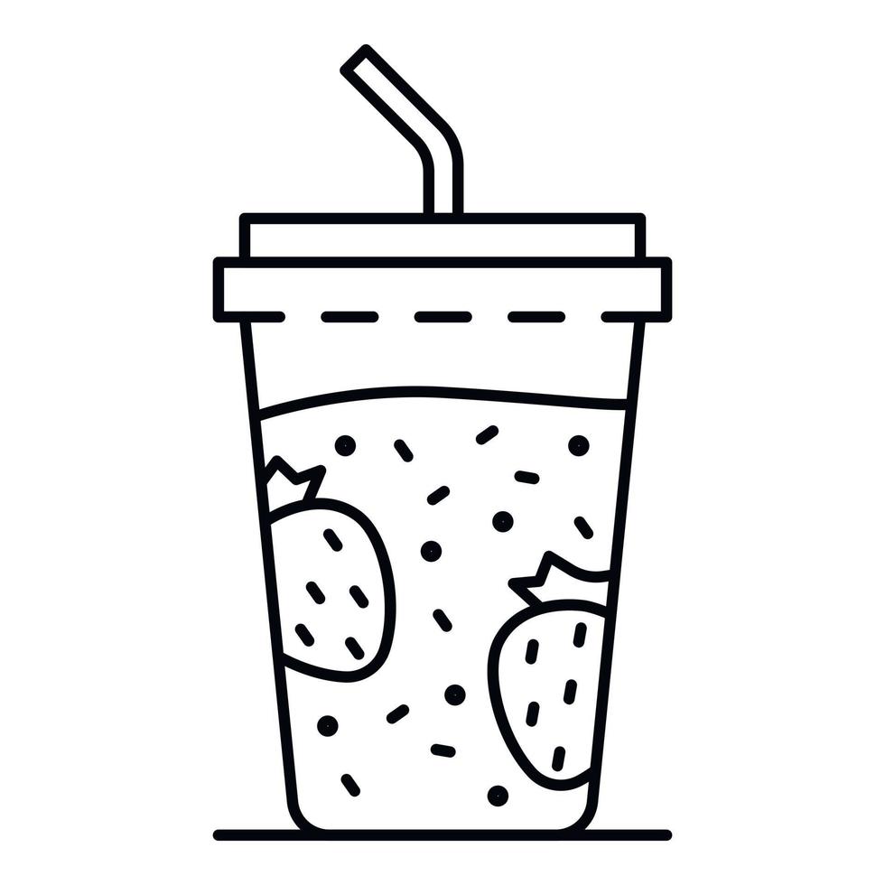Plastic smoothie glass icon, outline style vector