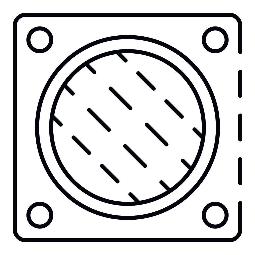 icono de orificio de ventilador de pared, estilo de esquema vector