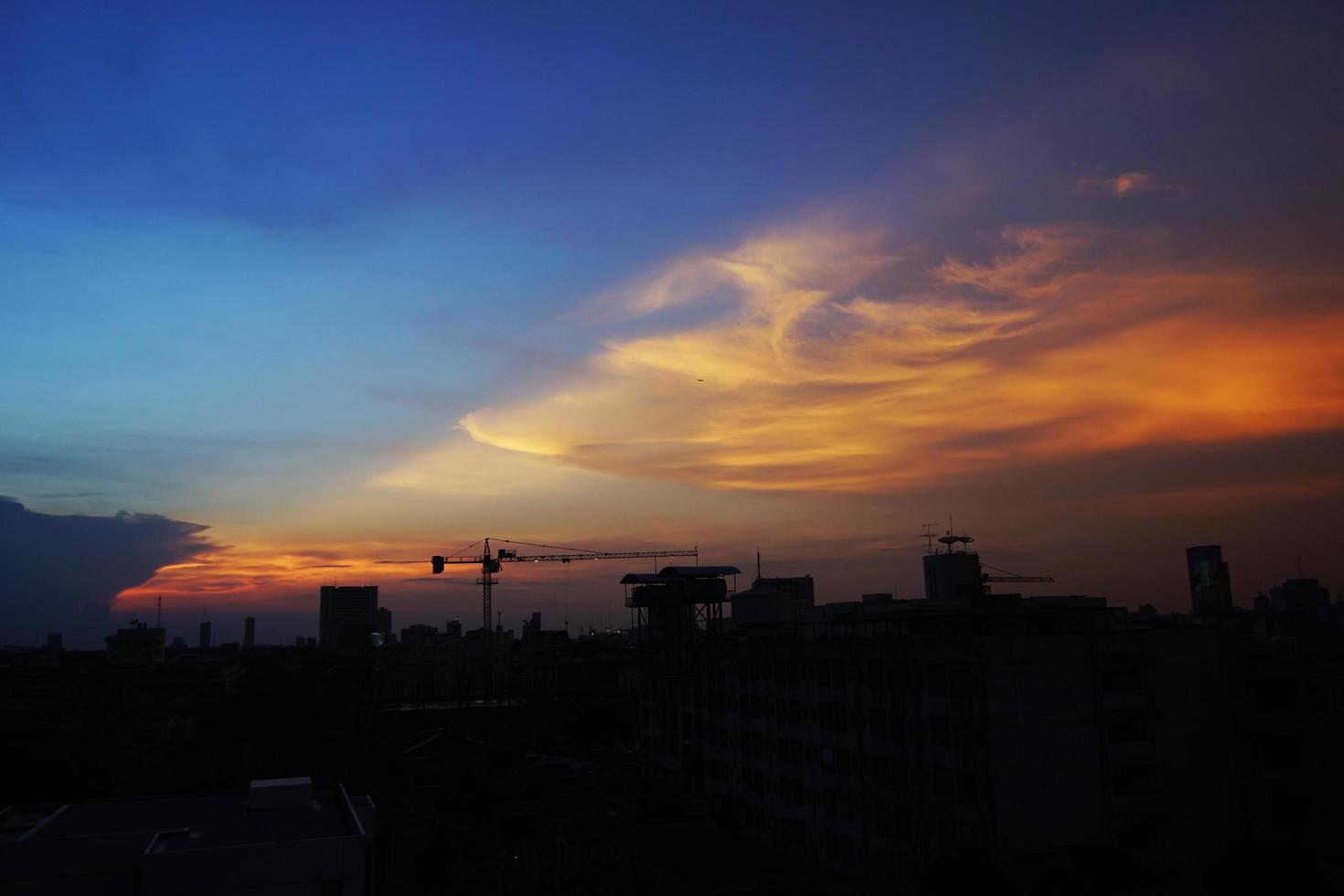 Beautiful clouds and crepuscular rays in the evening photo