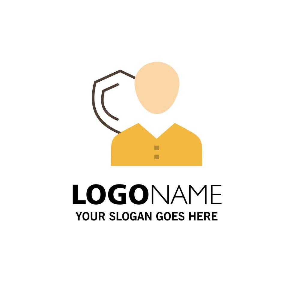 Security Employee Insurance Person Personal Protection Shield Business Logo Template Flat Color vector