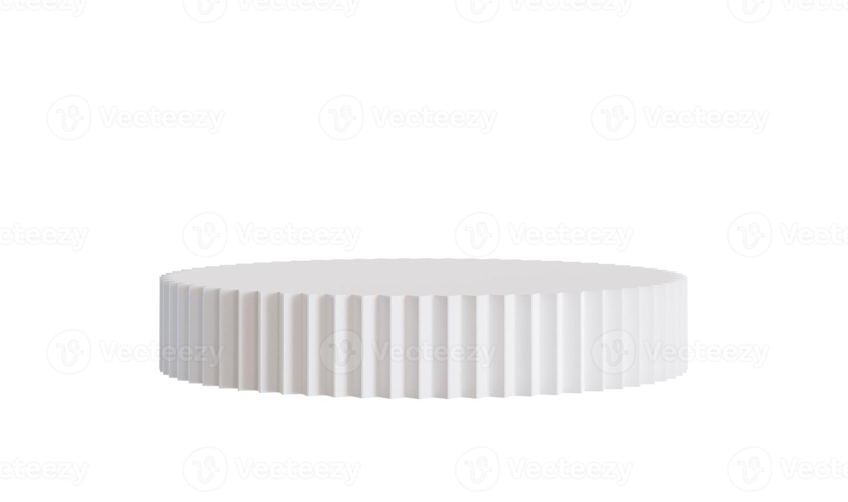 White podium isolated on white background. Elegant stage for product, cosmetic presentation. Luxury mock up. Pedestal or platform for beauty products. Empty scene. 3D rendering. photo