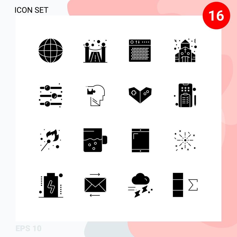 Modern Set of 16 Solid Glyphs Pictograph of toggle switch off device design element christmas Editable Vector Design Elements