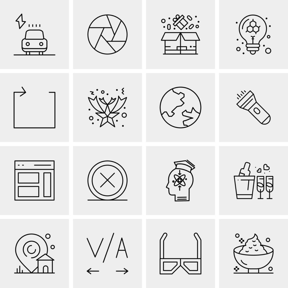 16 iconos de negocios universales vector ilustración de icono creativo para usar en proyectos relacionados con la web y dispositivos móviles