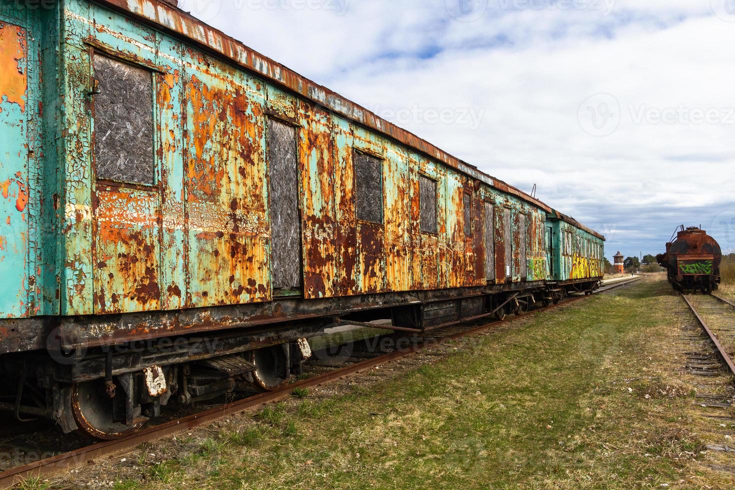 Old Railway Cars and Tracks photo